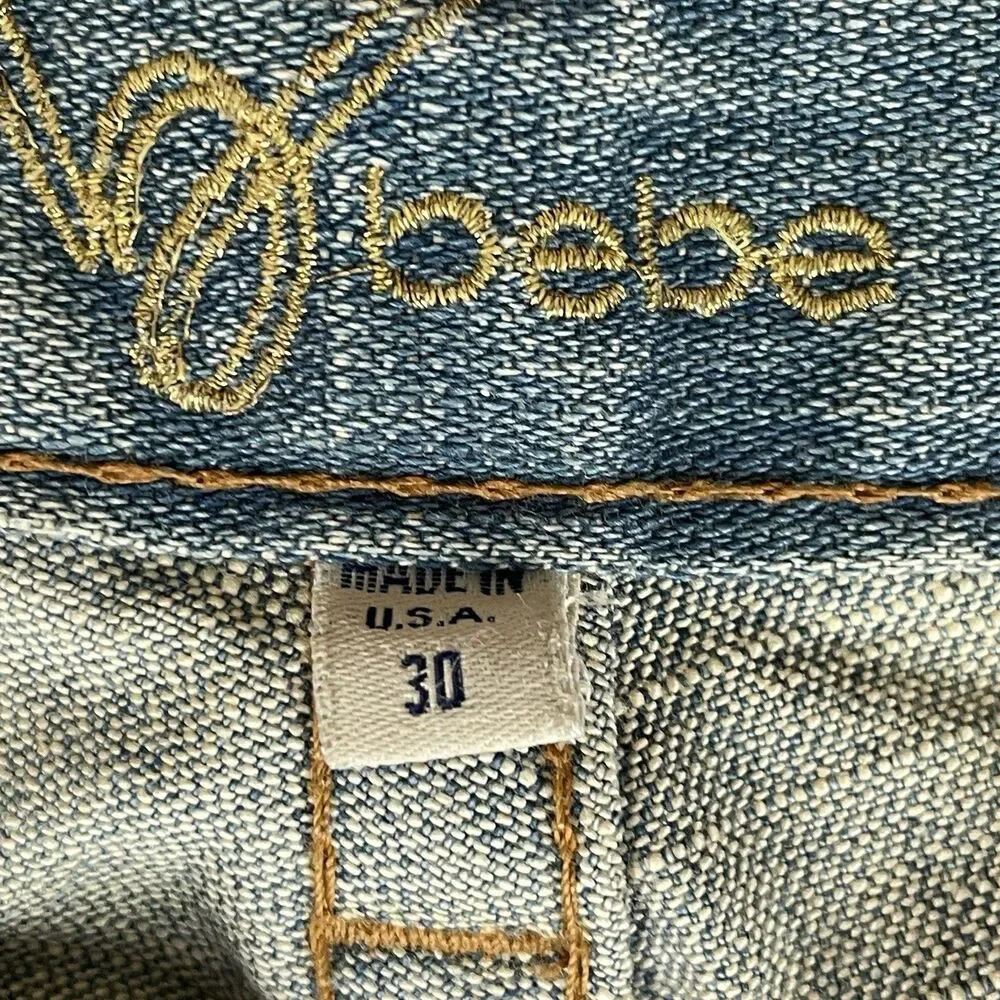 Bebe Carla Low Rise Straight Leg Jeans Women's 30 Light Blue Made USA Y2K